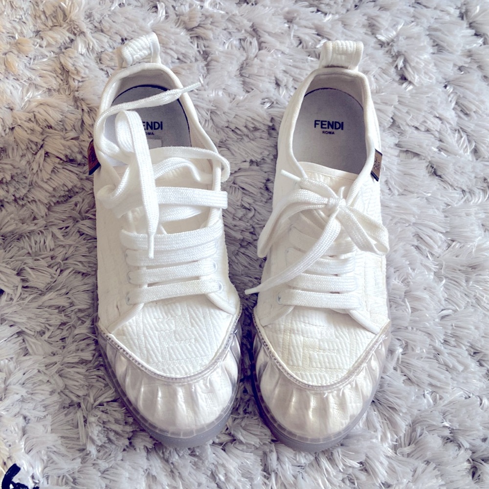 FENDI  sneaker Tess Canvas FF Bianco Size 37